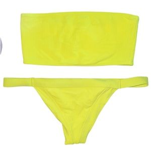 Frankie’s bikinis Jenna ribbed bandeau medium and cole bottom large Slime